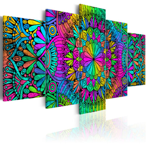 Tableau Imprimé "Mandala : Peacock Feathers" 50 x 100 cm (1/2)