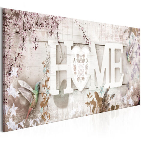Tableau Imprimé "Home & Hummingbirds Beige Narrow" 45 x 135 cm (1/2)