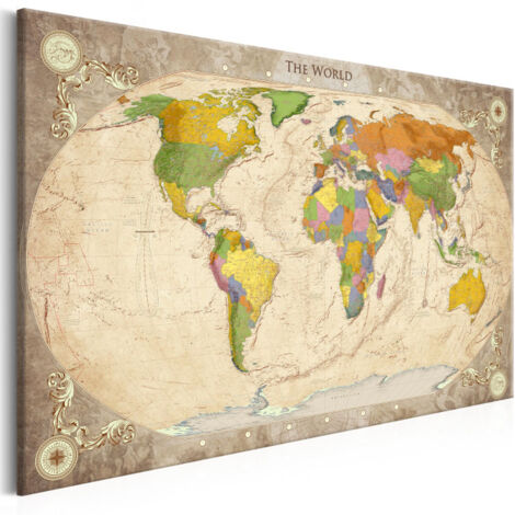 Tableau Imprimé "Map & Ornaments" 60 x 90 cm (1/2)