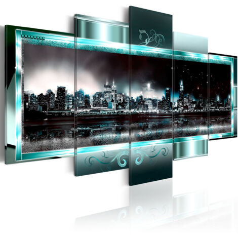 Tableau "New York Turquoise : la Nuit étoilée" 50 x 100 cm (1/2)