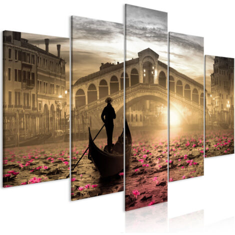 Tableau 5 Panneaux "Magic Venice Wide Orange" 50 x 100 cm (1/2)