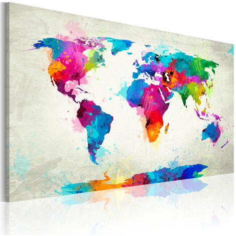 Tableau "Map of the World An Explosion of Colors" 60 x 90 cm (1/2)