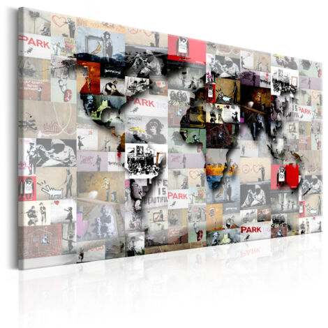 Tableau Imprimé "Map - Banksy Inspiration" 40 x 60 cm (1/2)