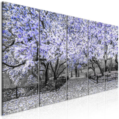 Tableau 5 Panneaux "Magnolia Park Narrow Violet" 90 x 225 cm (1/2)