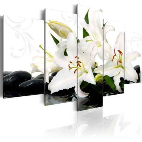 Tableau Imprimé "Lilies & Zen Stones" 50 x 100 cm (1/2)
