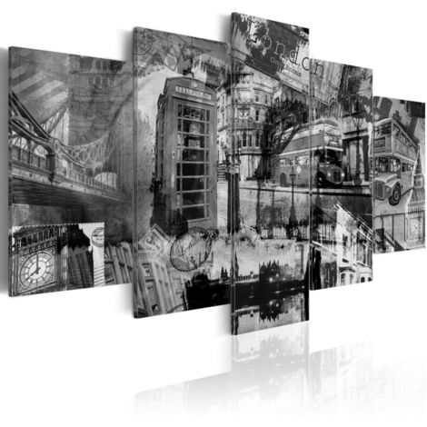 Tableau Imprimé 5 Panneaux "L'essence de Londres" 100 x 200 cm (1/2)