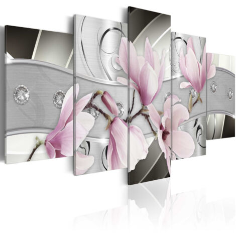 Tableau Imprimé "Magnolias en Acier" 50 x 100 cm (1/2)
