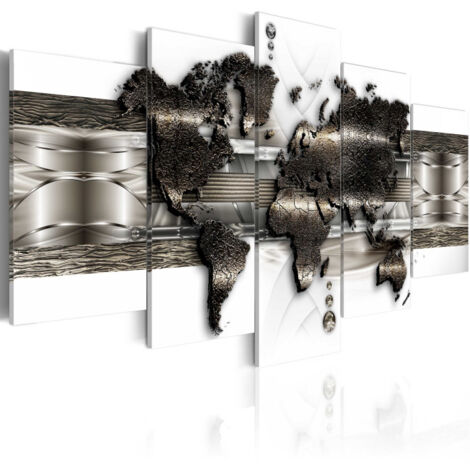 Tableau Imprimé "Metal World Map II" 50 x 100 cm (1/2)