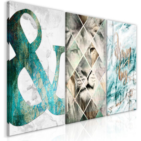 Tableau Imprimé 3 Panneaux "Lion Dreams" 30 x 60 cm (1/2)