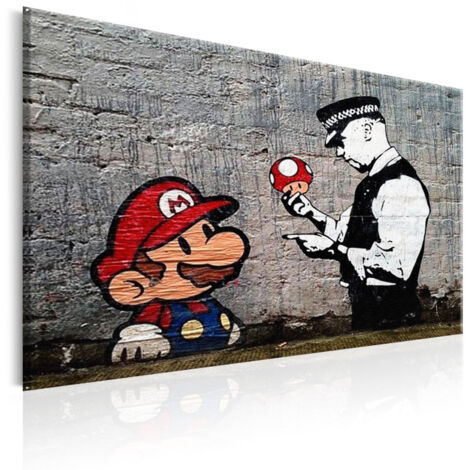 Tableau Imprimé "Mario & Cop - Banksy" 40 x 60 cm (1/2)