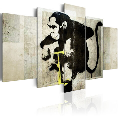 Tableau Imprimé "Monkey TNT Detonator - Banksy" 100 x 200 cm (1/2)