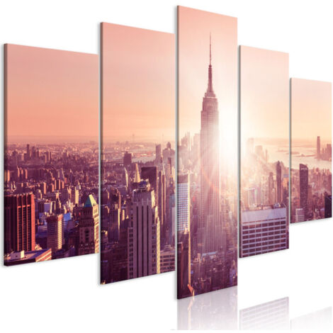 Tableau 5 Panneaux "Sun Over Manhattan Wide Orange" 50 x 100 cm (1/2)
