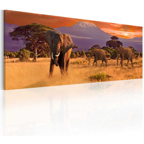 Tableau Imprimé "March of African Elephants" 40 x 120 cm (1/2)