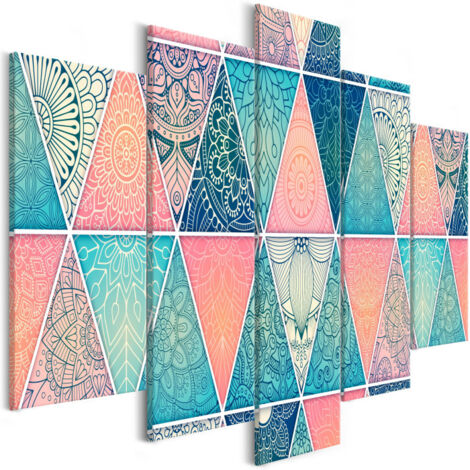 Tableau Imprimé 5 Panneaux "Oriental Triangles Wide" 50 x 100 cm (1/2)