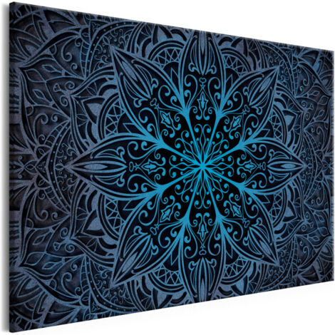 Tableau Imprimé "Oriental Flowers Narrow Blue" 60 x 90 cm (1/2)