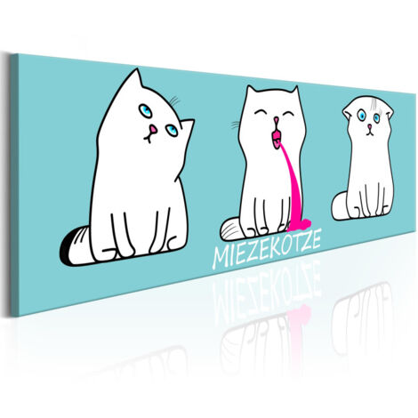 Tableau Imprimé "Miezekotze : Cat Trio Blue" 40 x 120 cm (1/2)
