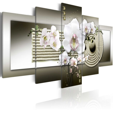 Tableau Imprimé "Orchid & Zen Garden in Grey" 100 x 200 cm (1/2)