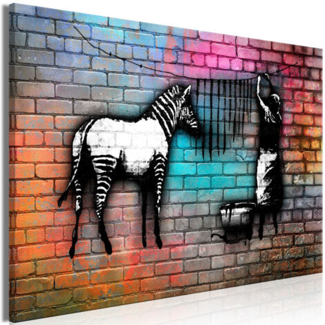 Tableau Imprimé "Washing Zebra Colourful Brick Wide" 60 x 90 cm (1/2)