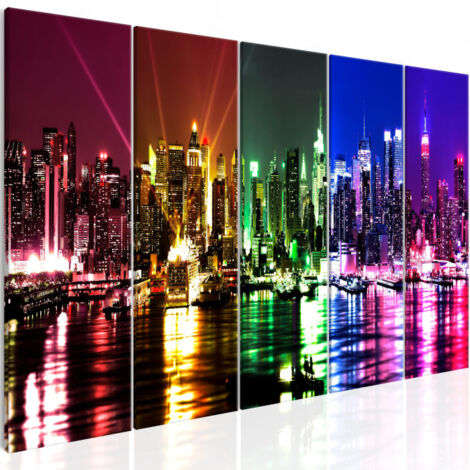 Tableau Imprimé 5 Panneaux "Rainbow New York Narrow" 80 x 200 cm (1/2)