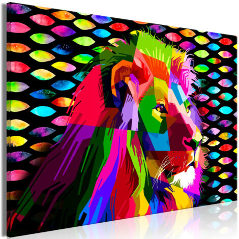 Tableau Imprimé "Rainbow Lion Wide" 60 x 90 cm (1/2)