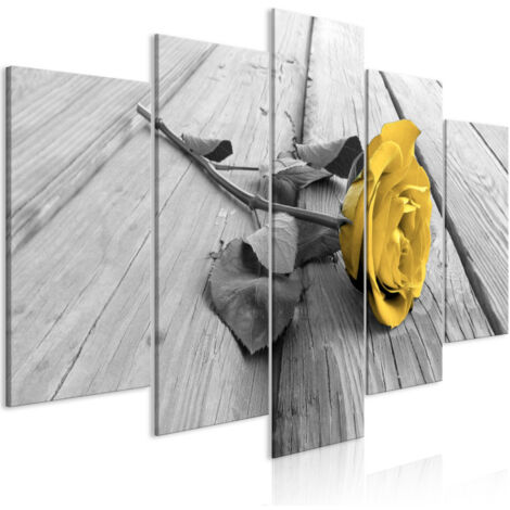 Tableau 5 Panneaux "Rose on Wood Wide Yellow" 50 x 100 cm (1/2)