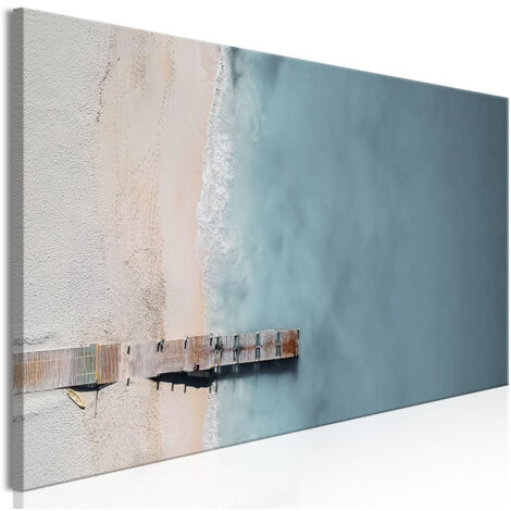 Tableau Imprimé "Sea & Wooden Bridge Narrow Grey" 50 x 150 cm (1/2)