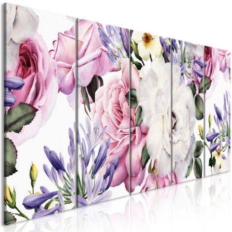 Tableau 5 Panneaux "Rose Composition Narrow Colourful" 80 x 200 cm (1/2)