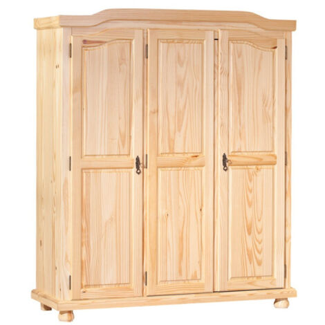 Armoire 3 Portes en Bois "Cardaillac" 150cm Naturel (1/5)