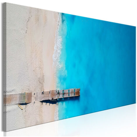 Tableau Imprimé "Sea & Wooden Bridge Narrow Blue" 45 x 135 cm (1/2)