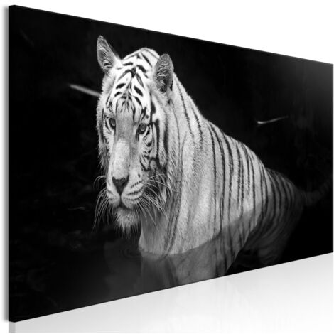 Tableau "Shining Tiger Black & White Narrow" 40 x 120 cm (1/2)