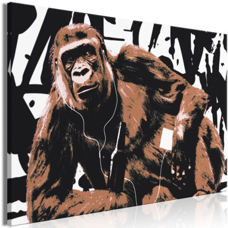Tableau Imprimé "Pop Art Monkey Narrow Brown" 60 x 90 cm (1/2)