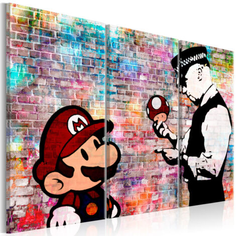 Tableau Imprimé "Rainbow Brick - Banksy" 80 x 120 cm (1/2)