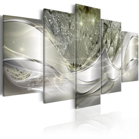 Tableau 5 Panneaux "Sparkling Dandelions Green Wide" 50 x 100 cm (1/2)