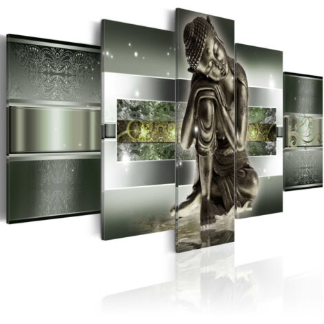 Tableau Imprimé "Sleeping Buddha in Greens" 50 x 100 cm (1/2)
