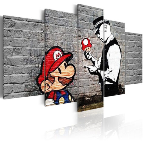 Tableau Imprimé "Super Mario Mushroom Cop - Banksy" 50 x 100 cm (1/2)