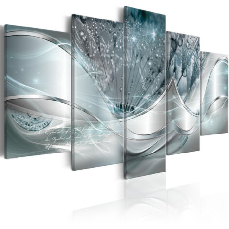 Tableau 5 Panneaux "Sparkling Dandelions Blue Wide" 100 x 200 cm (1/2)
