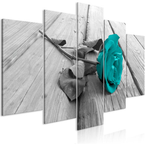 Tableau 5 Panneaux "Rose on Wood Wide Turquoise" 50 x 100 cm (1/2)
