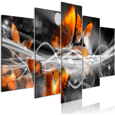 Tableau 5 Panneaux "Swarm of Butterflies Wide Grey" 50 x 100 cm (1/2)