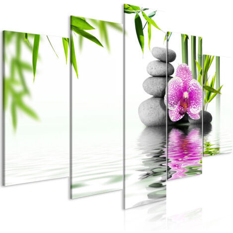 Tableau Imprimé 5 Panneaux "Water Garden Wide" 50 x 100 cm (1/2)