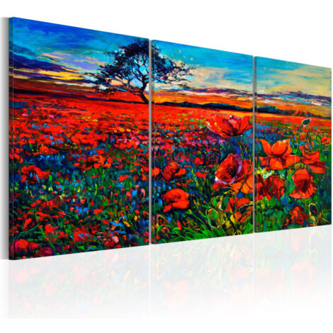 Tableau Imprimé "Valley of Poppies" 60 x 120 cm (1/2)