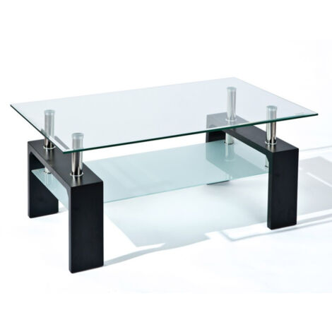 Table Basse Design en Verre "Leny" 100cm Noir