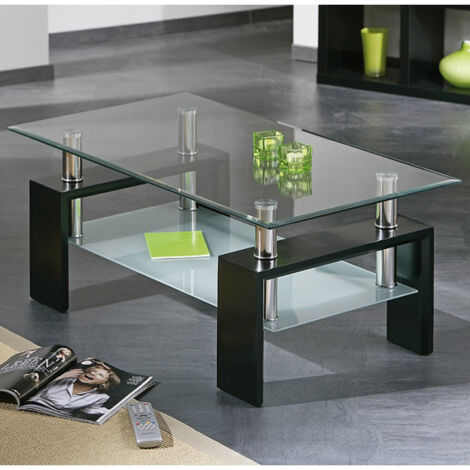 Table Basse Design en Verre "Leny" 100cm Noir