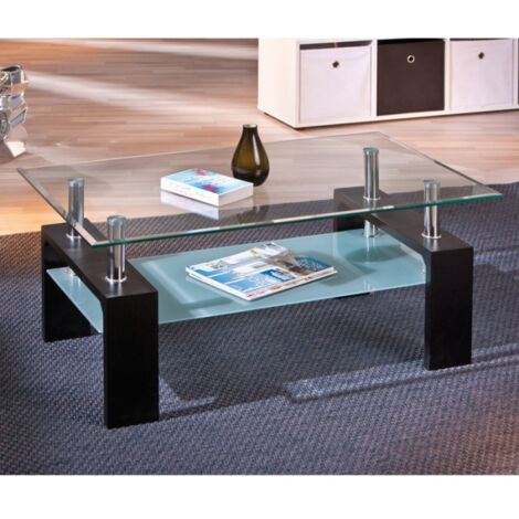 Table Basse Design en Verre "Leny" 100cm Noir