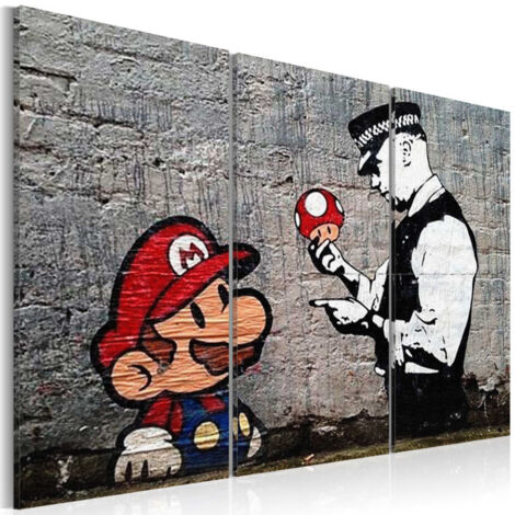 Tableau Imprimé "Super Mario Mushroom Cop - Banksy" 60 x 90 cm (1/2)