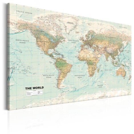 Tableau Imprimé "World Map : Beautiful World" 60 x 90 cm