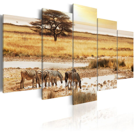 Tableau Imprimé "Zèbres dans la Savane" 50 x 100 cm (1/2)