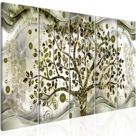Tableau Imprimé 5 Panneaux "Tree & Waves Green" 80 x 200 cm (1/2)