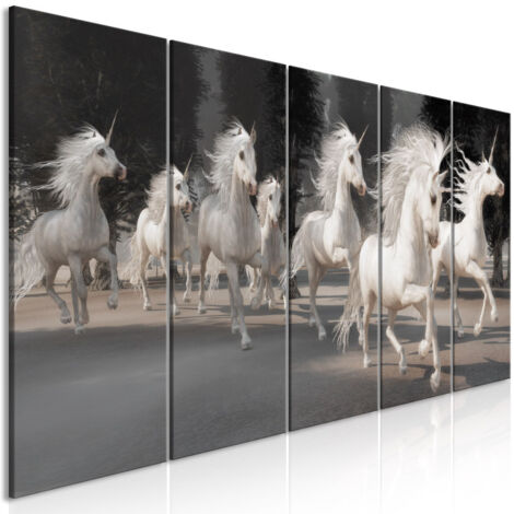 Tableau Imprimé 5 Panneaux "Unicorns Run Narrow" 80 x 200 cm (1/2)