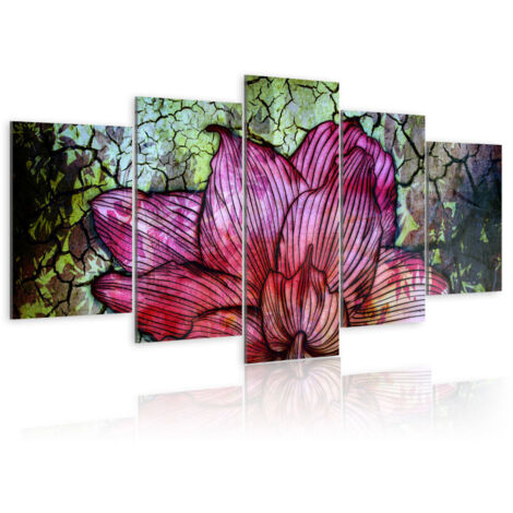 Tableau Imprimé "Vitrail Fleuri" 50 x 100 cm (1/2)