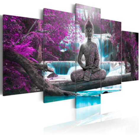 Tableau Imprimé "Waterfall & Buddha" 50 x 100 cm (1/2)